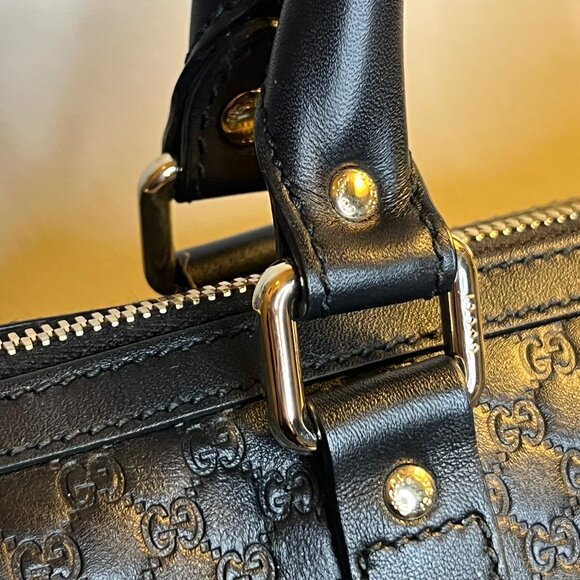 Gucci Micro Guccissima 2WAY Boston Bag Handbag Leather Black - Picture 4 of 16